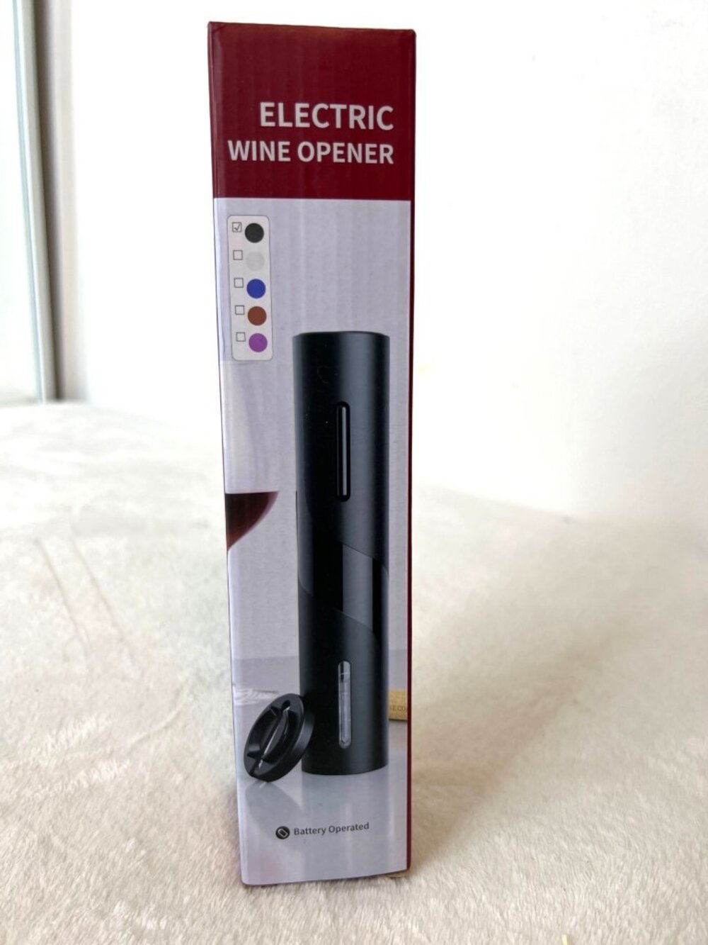 COKUNST Electric Wine Bottle Opener Battery Operated with Foil Cutter NEW Black